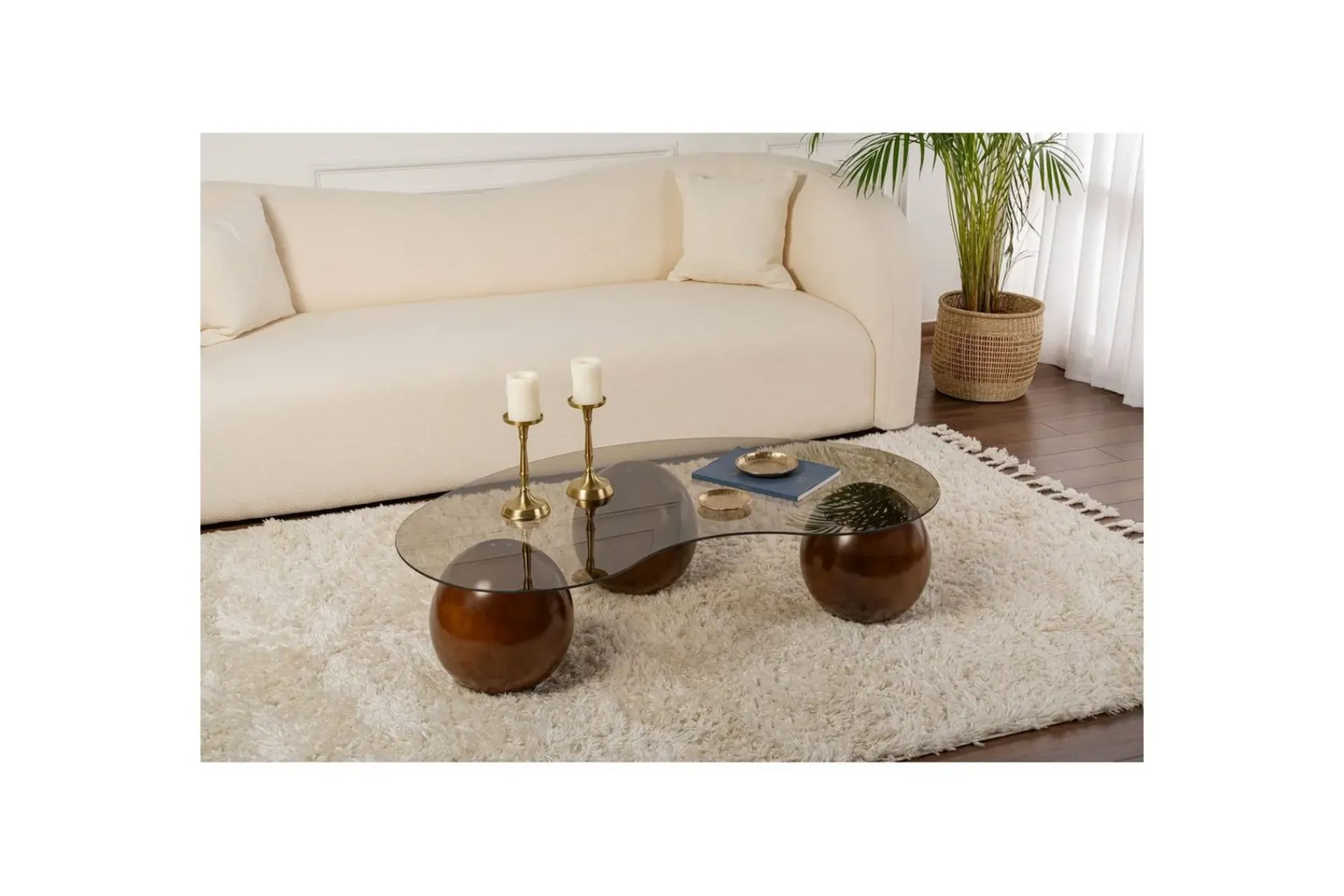 Sminkebord & Toalettbord|Sofabord-Sofabord Sphere Valnøtt / Bronse Mellomfarget tre,Bronse
