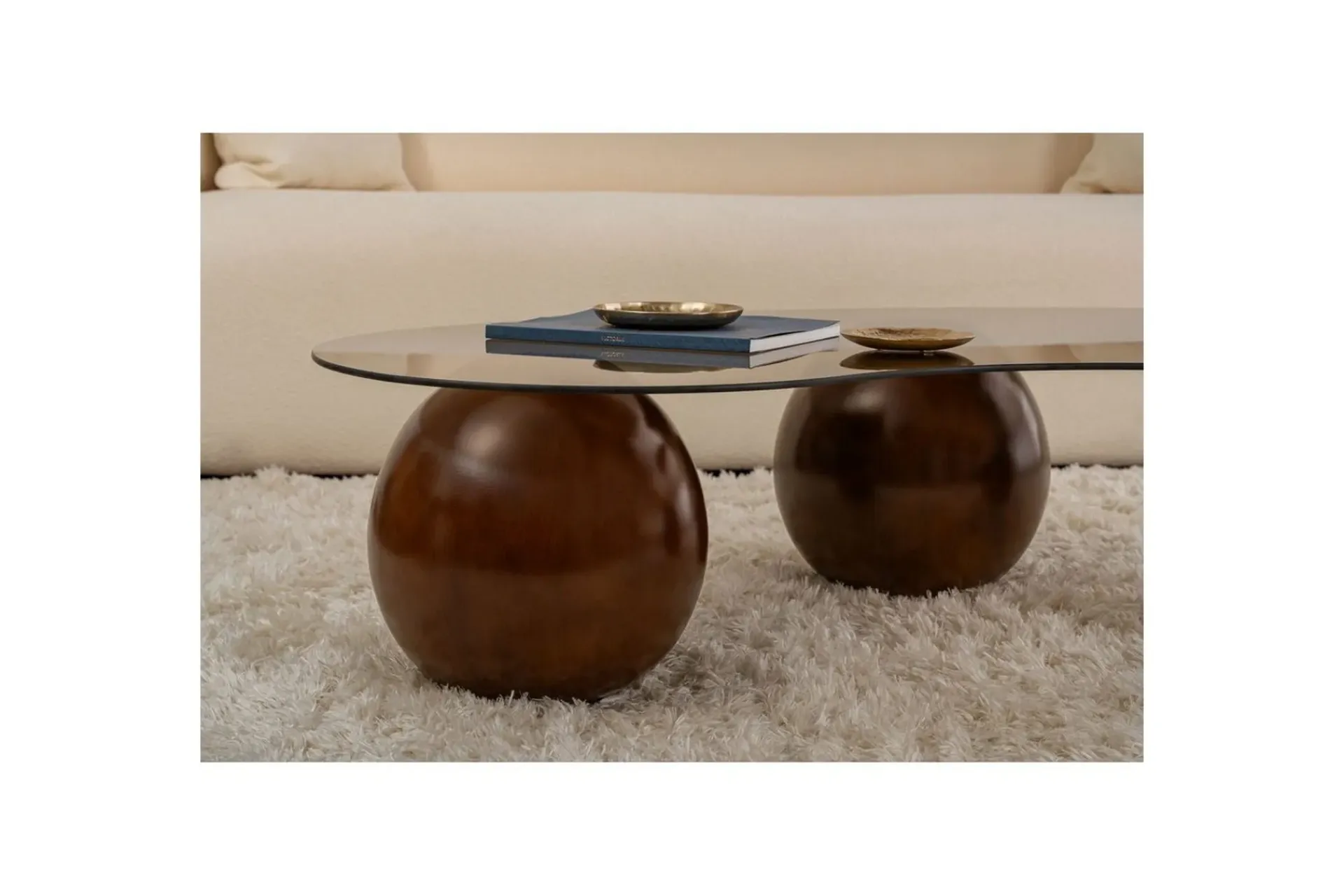 Sminkebord & Toalettbord|Sofabord-Sofabord Sphere Valnøtt / Bronse Mellomfarget tre,Bronse