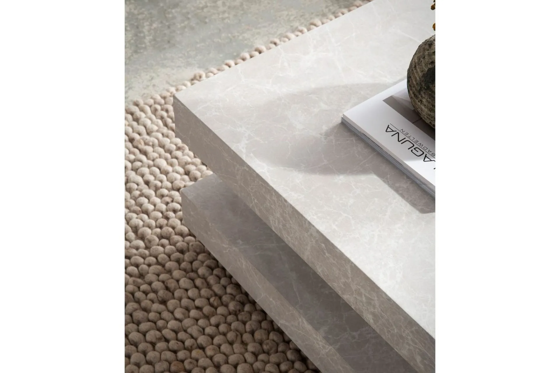 Wohnling Sofabord-Sofabord kvadrat 60 cm, steinoptikk stil, moderne utseende Beige Sand