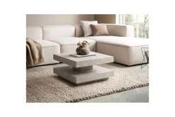 Wohnling Sofabord-Sofabord kvadrat 60 cm, steinoptikk stil, moderne utseende Beige Sand