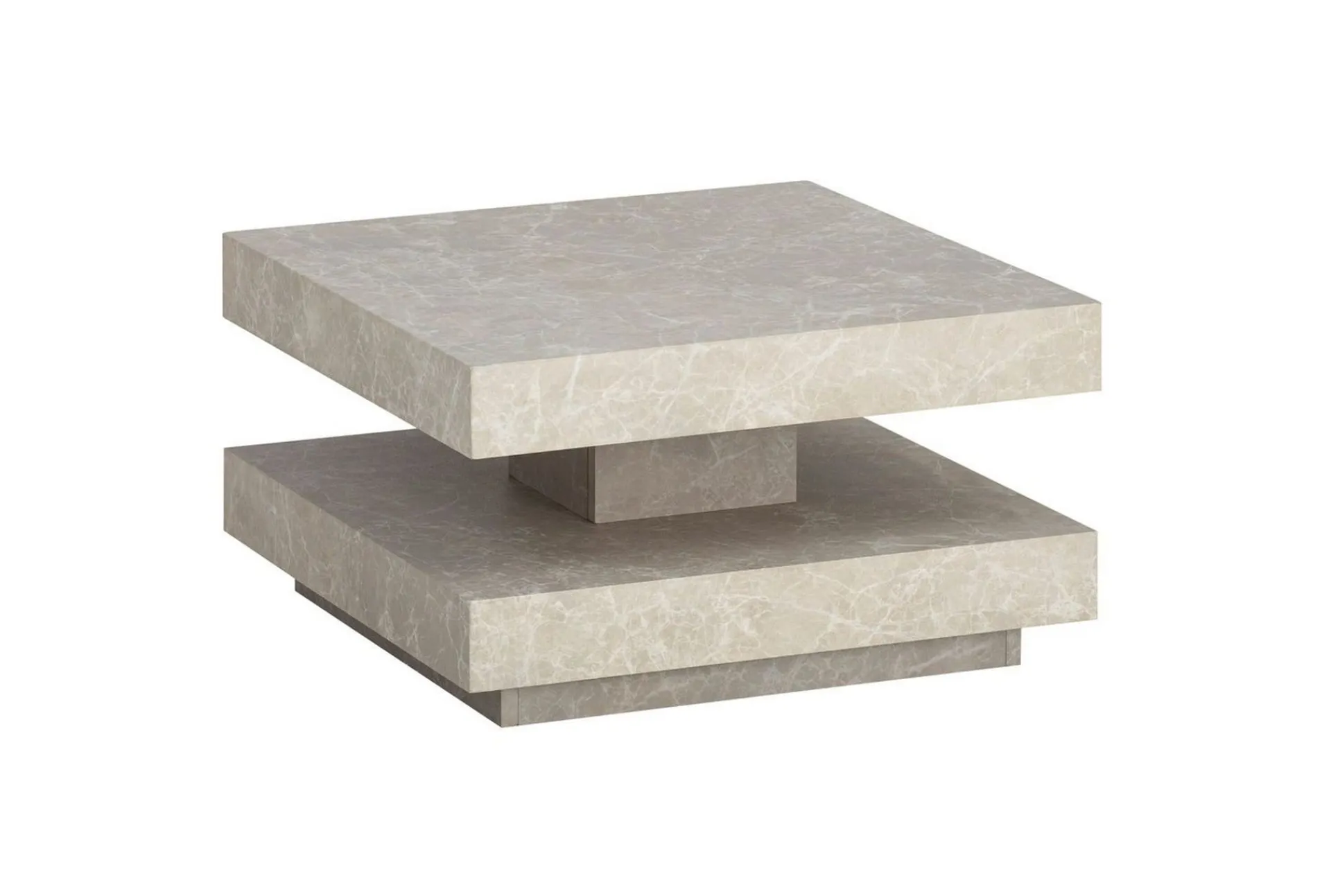 Wohnling Sofabord-Sofabord kvadrat 60 cm, steinoptikk stil, moderne utseende Beige Sand
