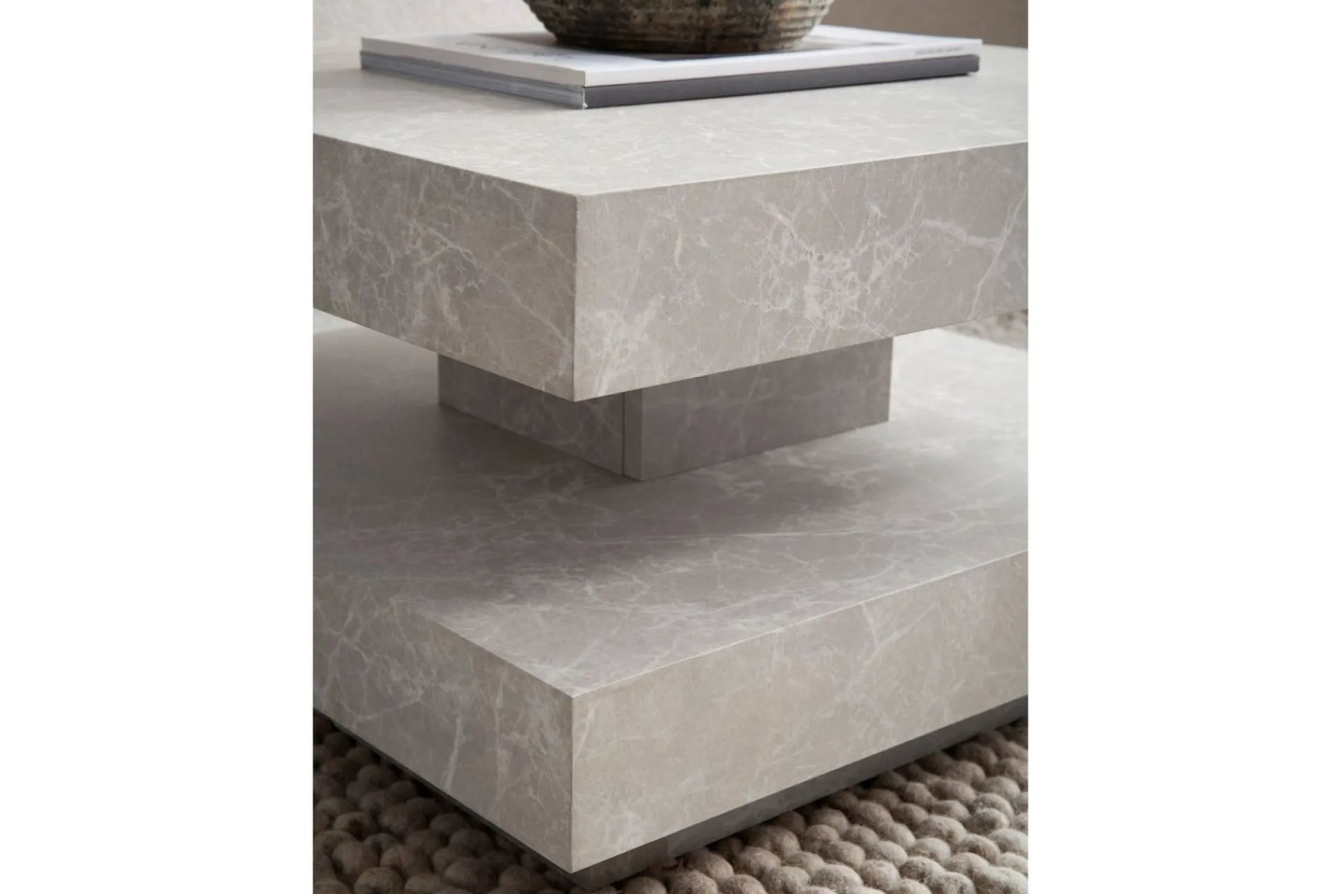 Wohnling Sofabord-Sofabord kvadrat 60 cm, steinoptikk stil, moderne utseende Beige Sand