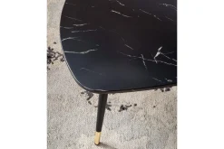 Wohnling Sofabord-Sofabord marmorstil 90 cm, trekantet moderne stil Svart marmor Svart,Gull