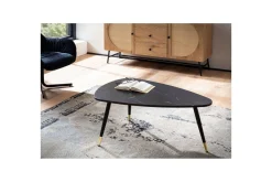 Wohnling Sofabord-Sofabord marmorstil 90 cm, trekantet moderne stil Svart marmor Svart,Gull