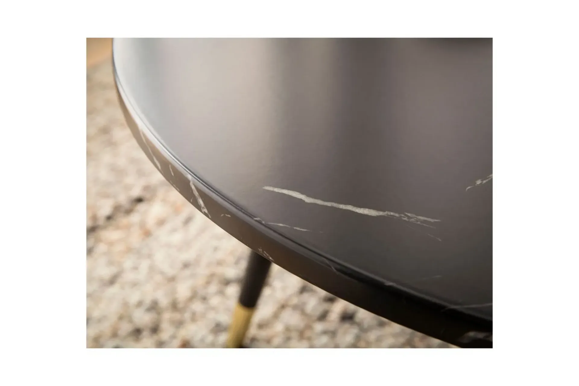 Wohnling Sofabord-Sofabord marmorutseende 60 cm rund, moderne stil Svart marmor Svart,Gull