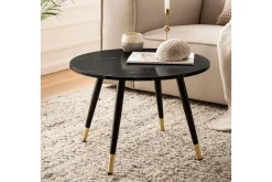Wohnling Sofabord-Sofabord marmorutseende 60 cm rund, moderne stil Svart marmor Svart,Gull