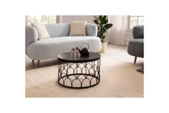 Wohnling Sofabord Massivt treverk rund 60 cm med moderne metallramme moderne