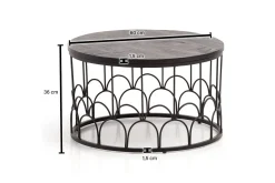 Wohnling Sofabord Massivt treverk rund 60 cm med moderne metallramme moderne