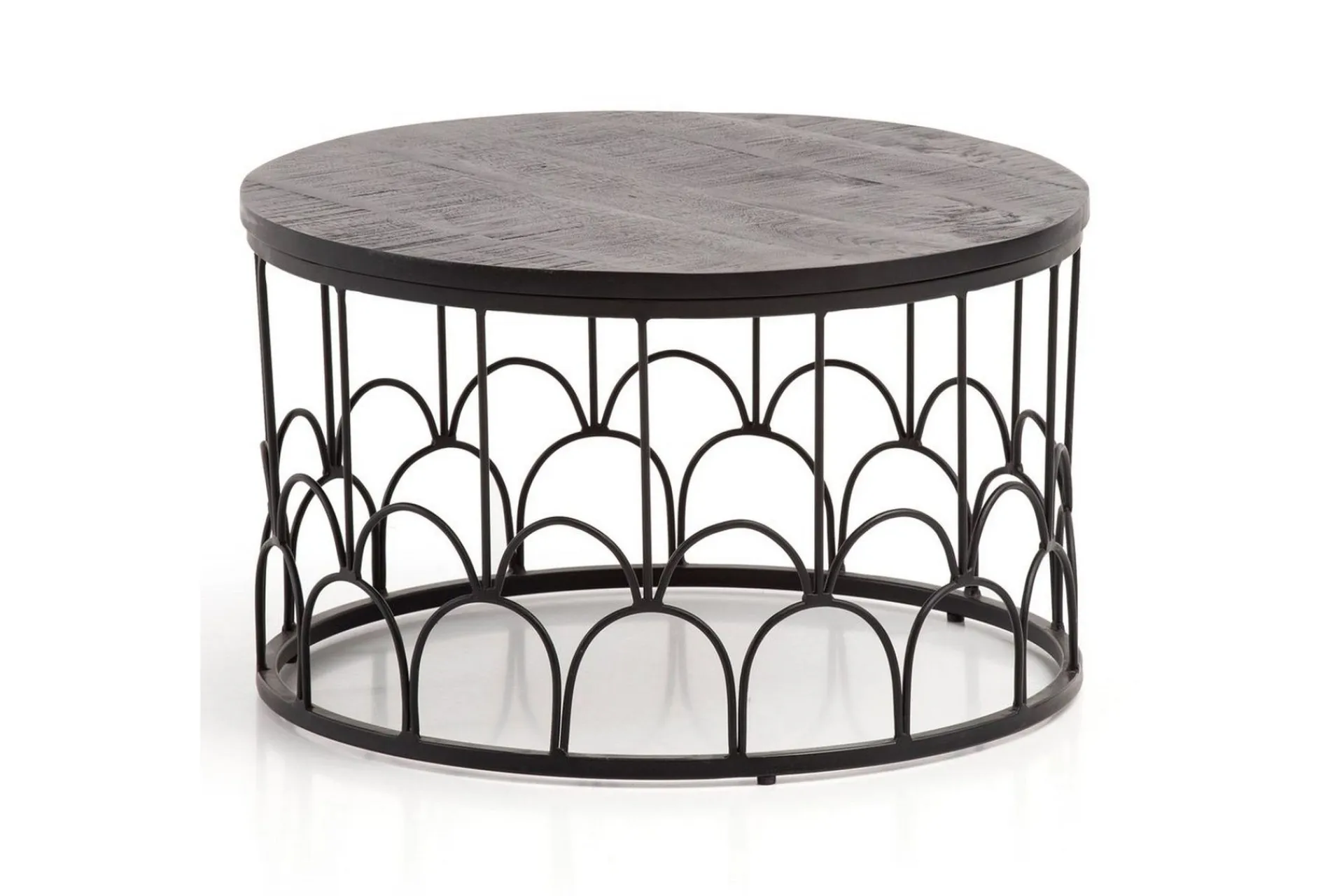 Wohnling Sofabord Massivt treverk rund 60 cm med moderne metallramme moderne