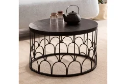 Wohnling Sofabord Massivt treverk rund 60 cm med moderne metallramme moderne