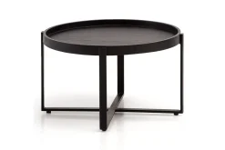 Wohnling Sofabord Massivt treverk rund 60 cm med klassisk utseende metallramme moderne