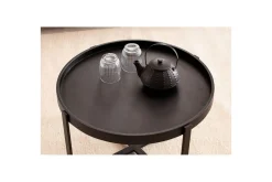 Wohnling Sofabord Massivt treverk rund 60 cm med klassisk utseende metallramme moderne