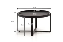 Wohnling Sofabord Massivt treverk rund 60 cm med klassisk utseende metallramme moderne