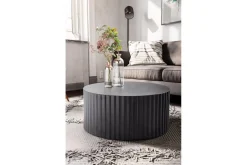 Wohnling Sofabord-Sofabord Rund 67 cm Metalliske Striper Optikk Moderne Look Svart