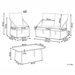 Veranda & Terrasse|Loungesett-Sofagruppe utendørs med bord 4-seter Ustica Hvit/Svart