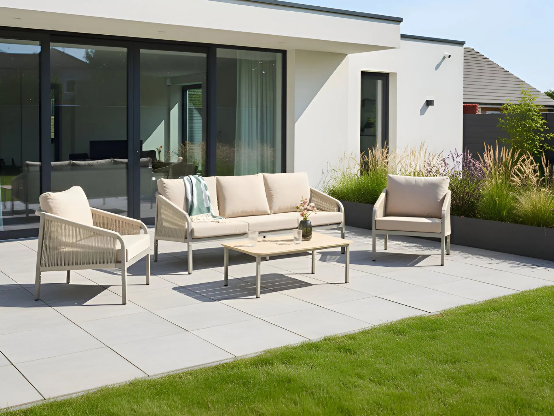 Veranda & Terrasse|Loungesett-Sofagruppe utendørs med bord 5-seter Murato Beige