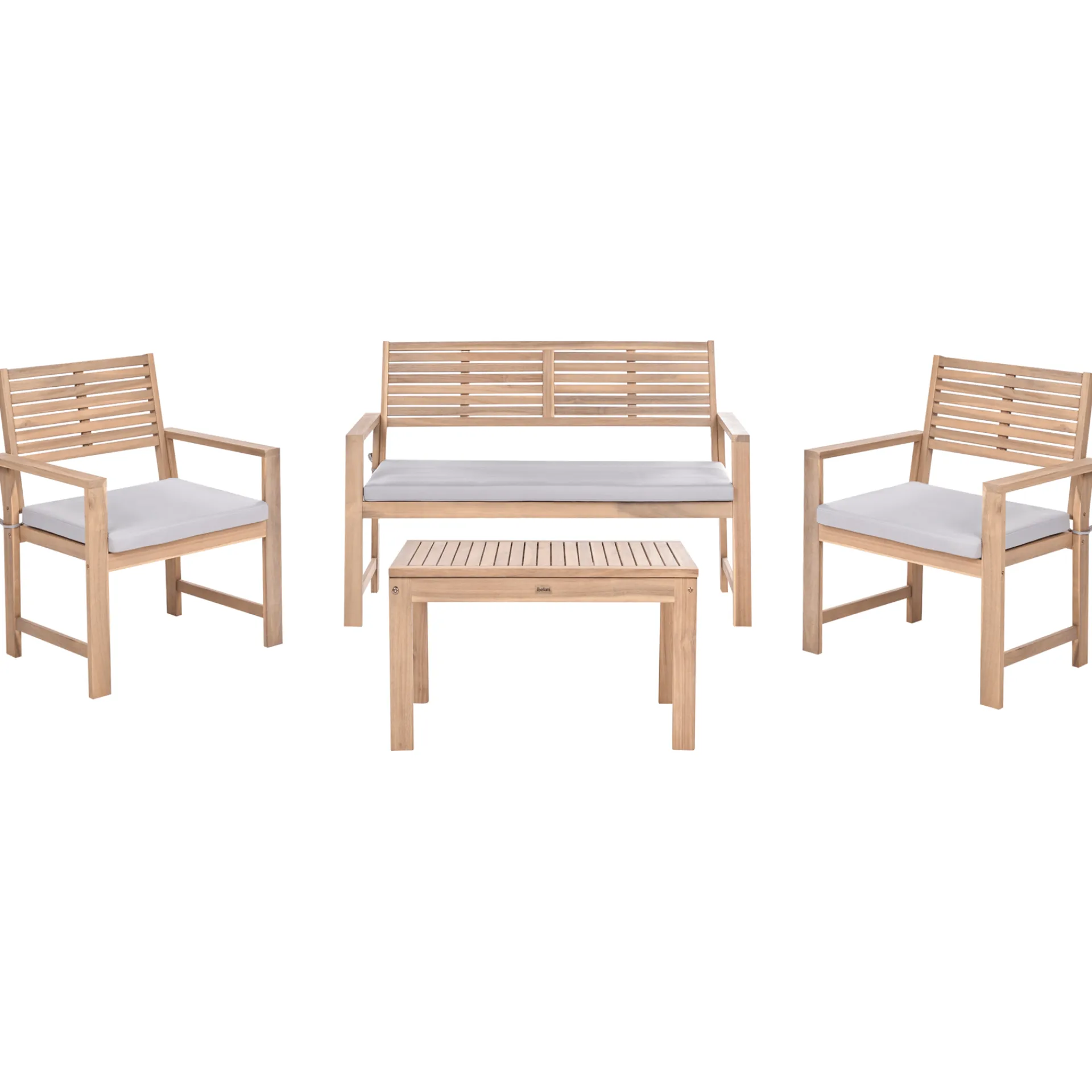 Veranda & Terrasse|Loungesett-Sofagruppe utendørs med bord 4-seter Fiames akasietre Brun/grå