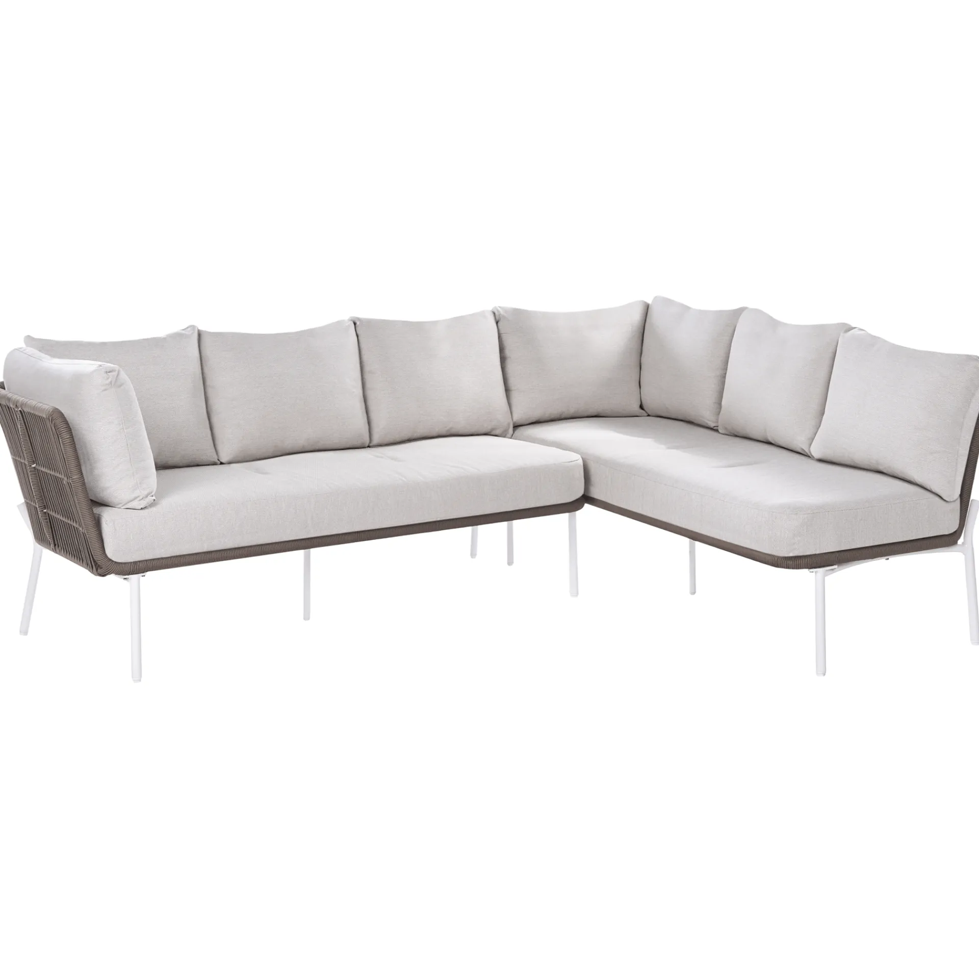 Veranda & Terrasse|Loungesett-Sofagruppe utendørs 7-seter Robella med bord Beige/Hvit/Brun