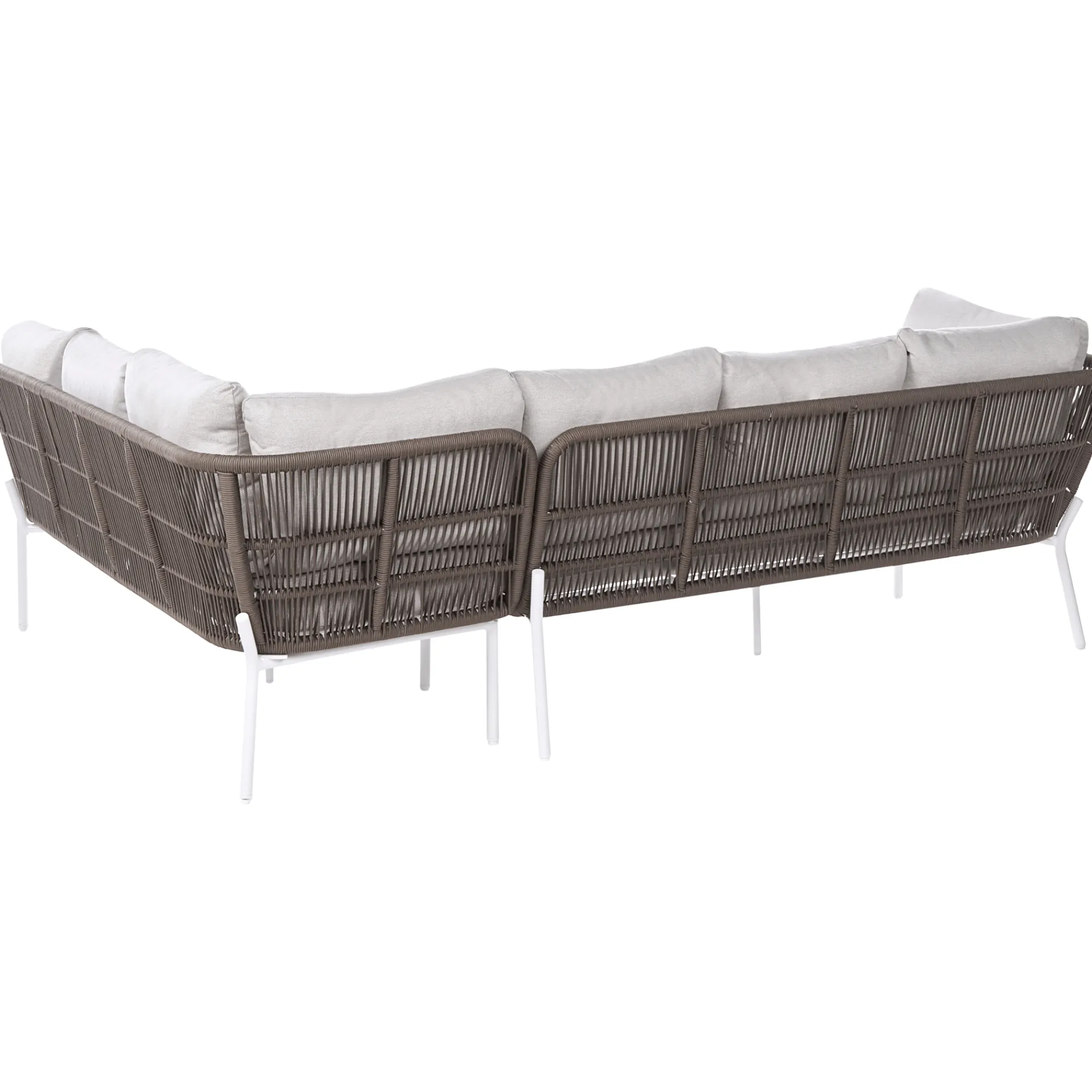 Veranda & Terrasse|Loungesett-Sofagruppe utendørs 7-seter Robella med bord Beige/Hvit/Brun