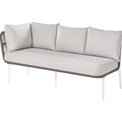 Veranda & Terrasse|Loungesett-Sofagruppe utendørs 7-seter Robella med bord Beige/Hvit/Brun