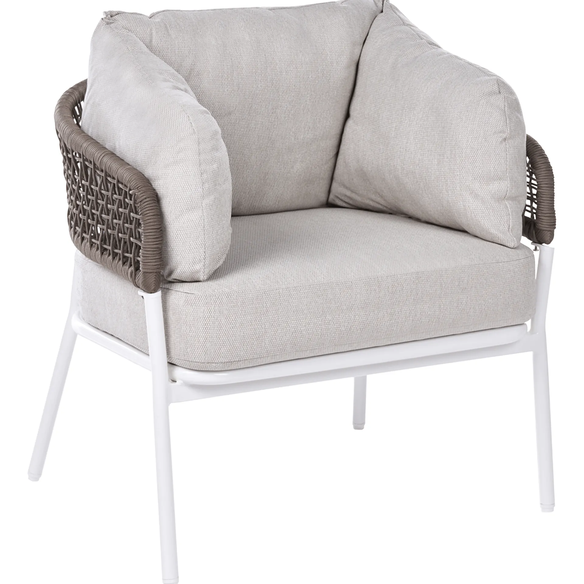Veranda & Terrasse|Loungesett-Sofagruppe utendørs 7-seter Robella med bord Beige/Hvit/Brun