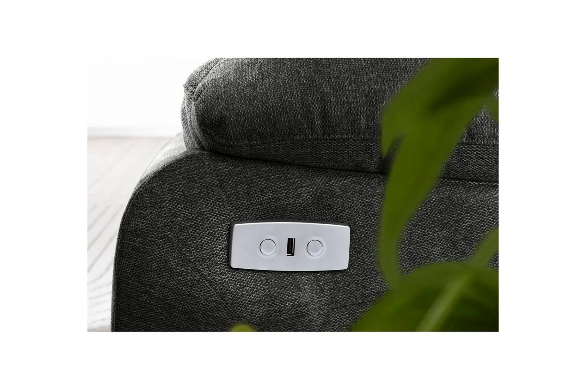 Loft24 Sofa 2-seter Lannilis Antrasitt, Stoff/tre/metall