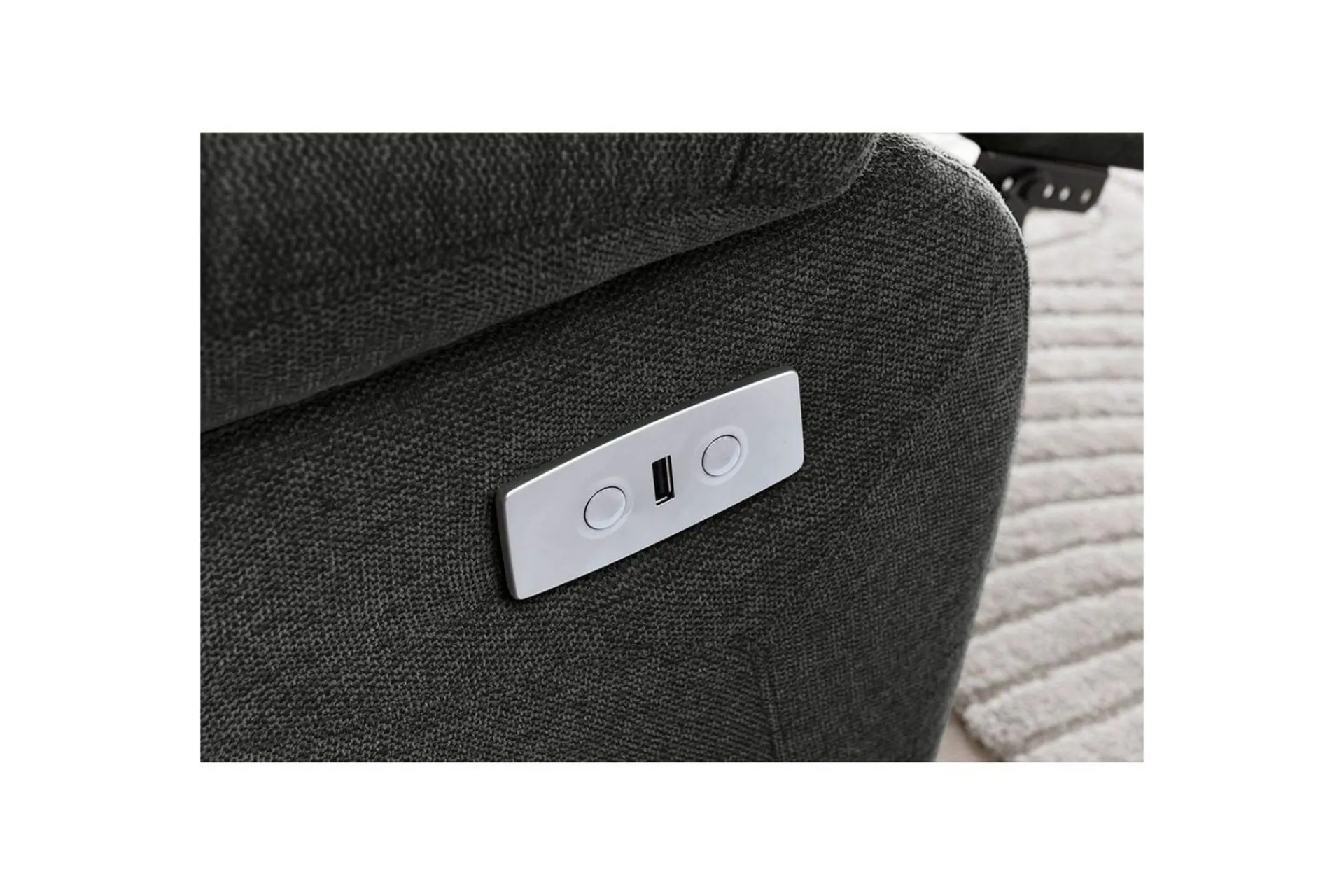 Loft24 Sofa 2-seter Lannilis Antrasitt, Stoff/tre/metall
