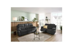 Loft24 Sofa 2-seter Lannilis Antrasitt, Stoff/tre/metall