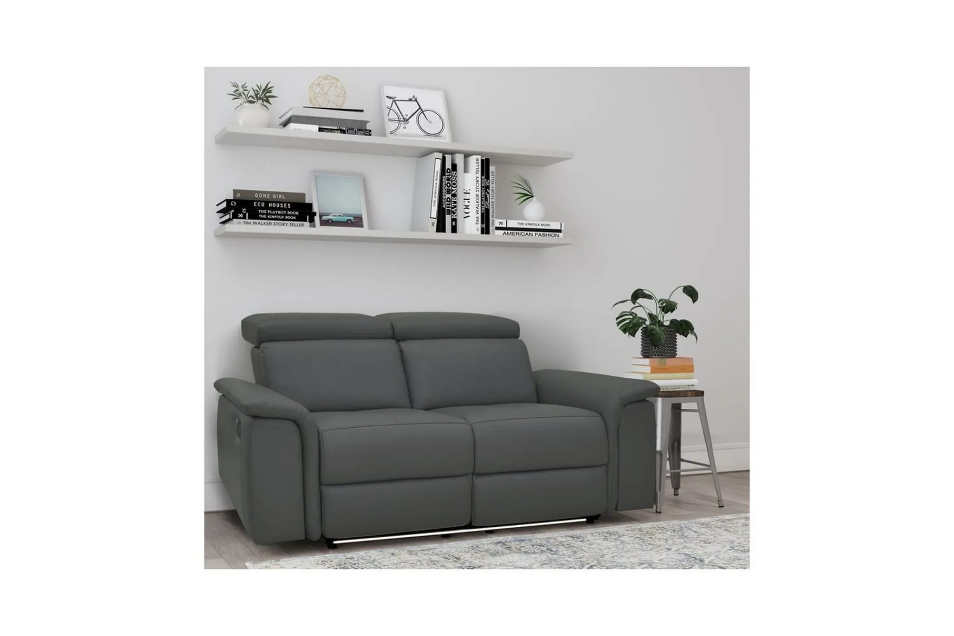 Loft24 Sofa 2-seter Pareli Grå, Lær/PU, Elektrisk recliner