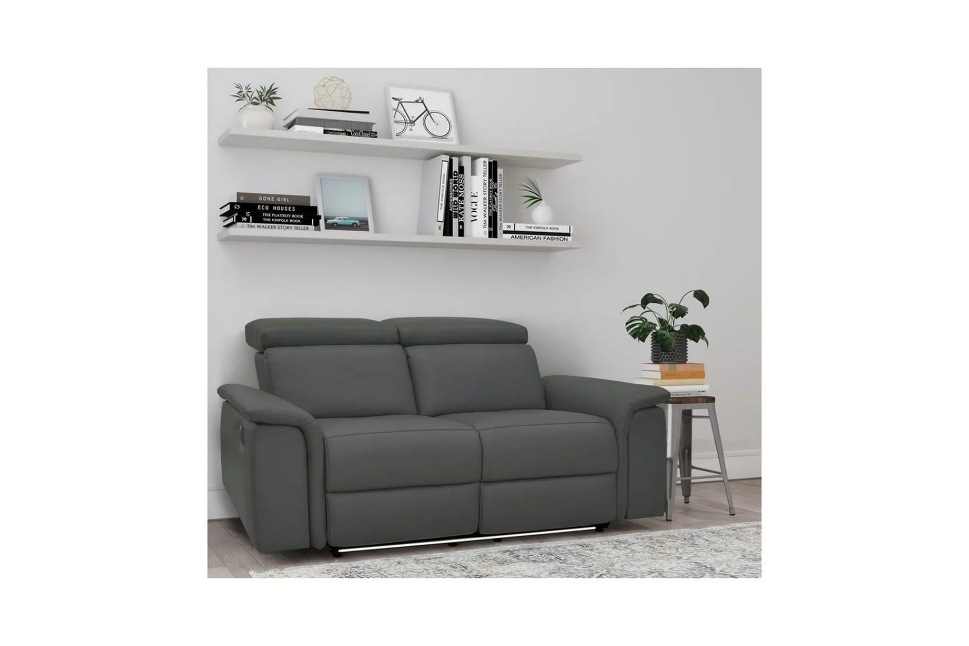 Loft24 2 Seter Sofa-Sofa 2-seter Pareli Grå, Lær/PU, Manuell hvilestol Grey