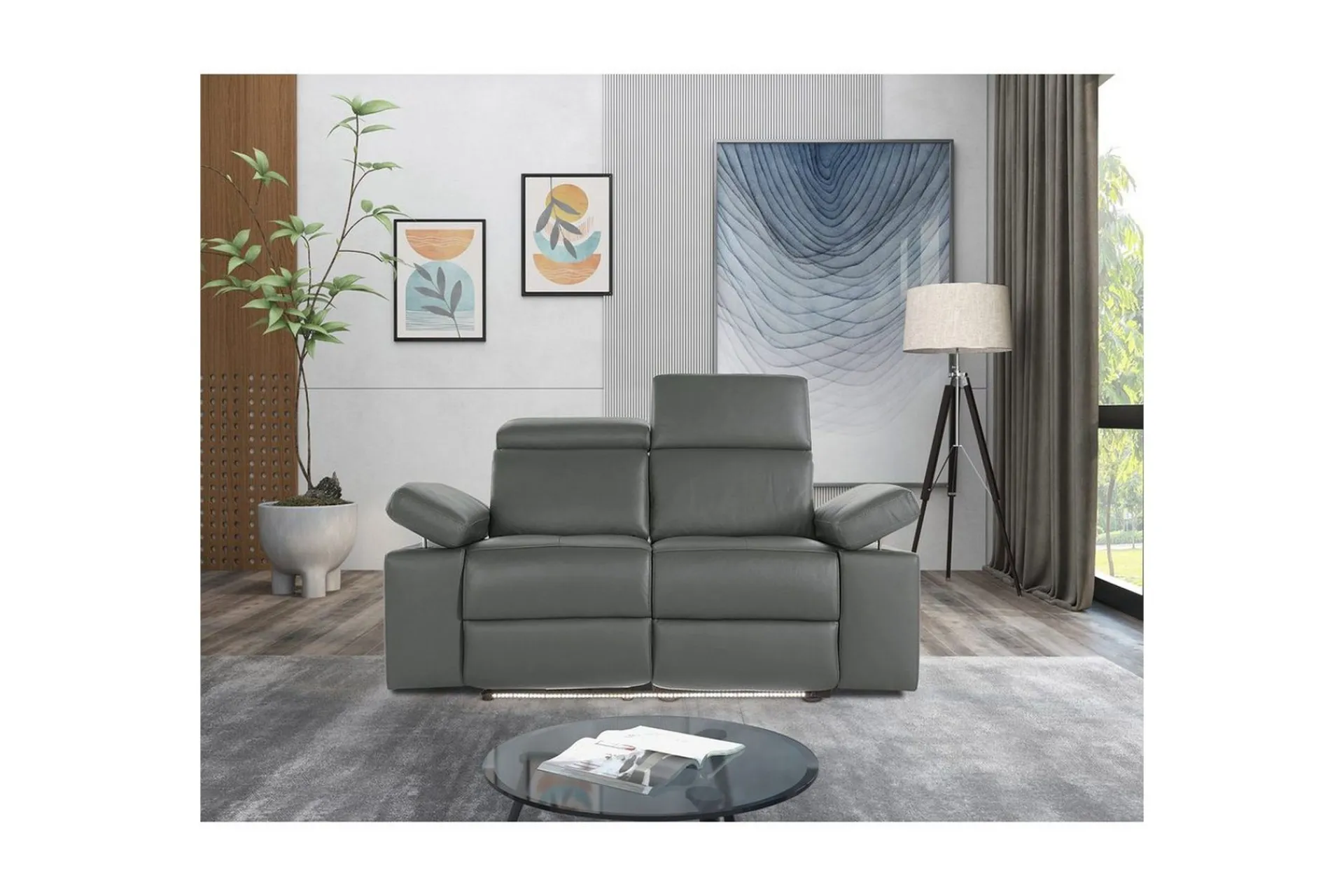 Loft24 2 Seter Sofa-Sofa 2-seter Rayland Lær/PU Grey
