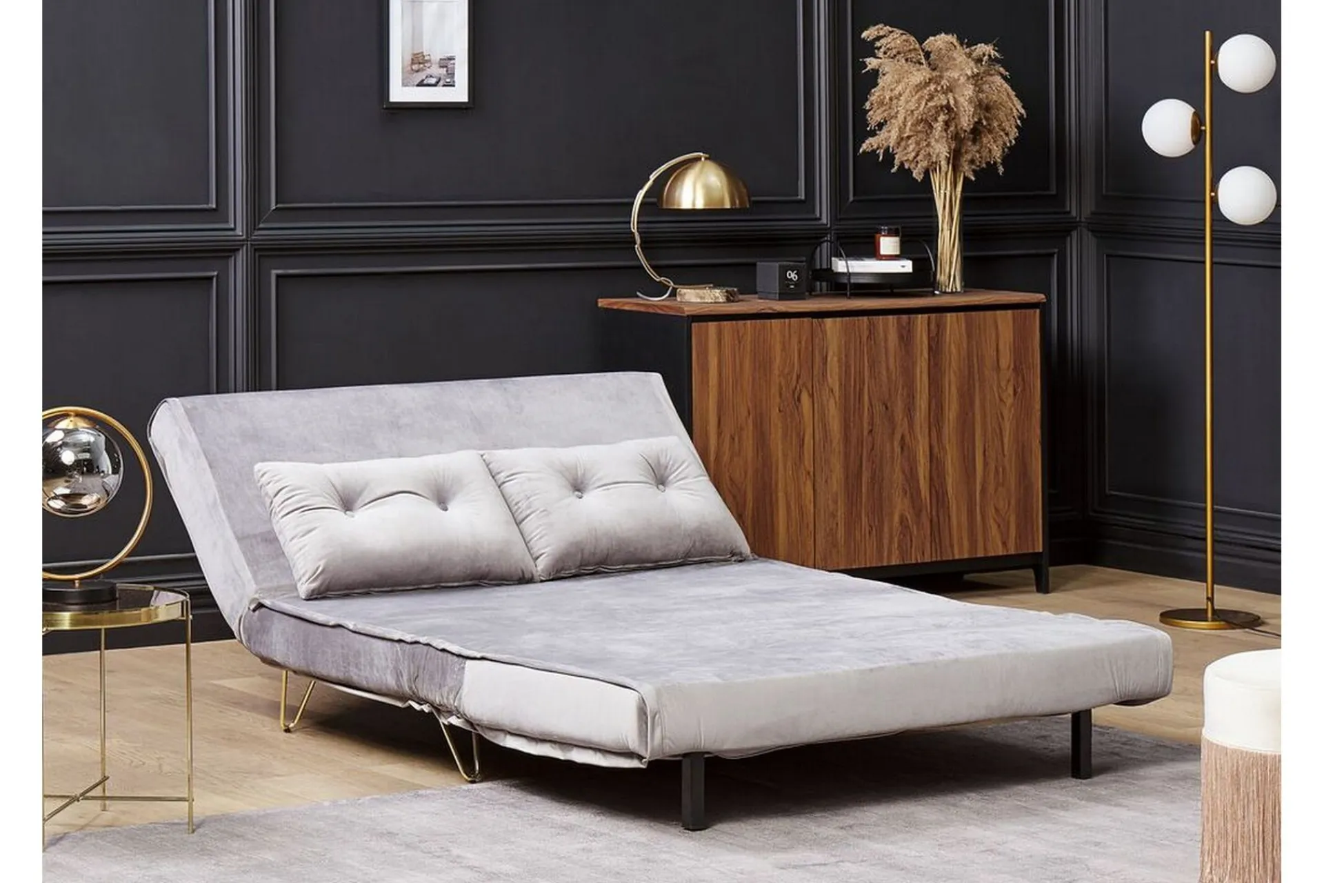 Velour Sofa & Fløyel Sofa|Sovesofaer-Sofa 2-seters Fløyel grå VESTFOLD Grey