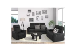 Loft24 Sofa 2-seter Southbrook , Ekte skinn/PU/Tre/Metall, Manuell hvilestol
