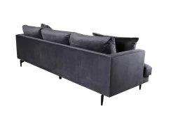 Venture Home Velour Sofa & Fløyel Sofa-Sofia 3-seters Sofa Mørkegrå