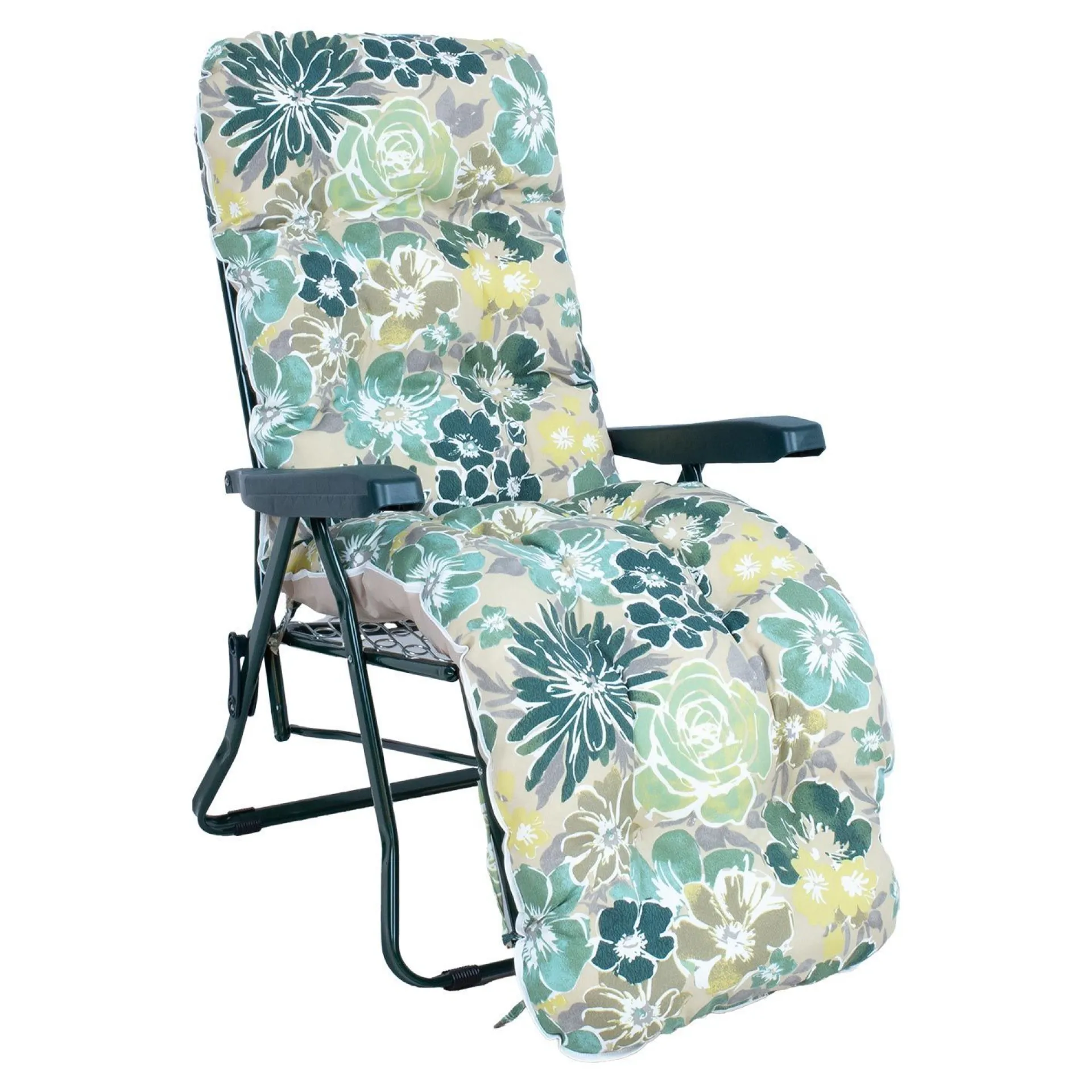 Solstoler-Solstol HOME4YOU Baden-Baden Lys blomstrete pute grønn med lys blomstrete pute