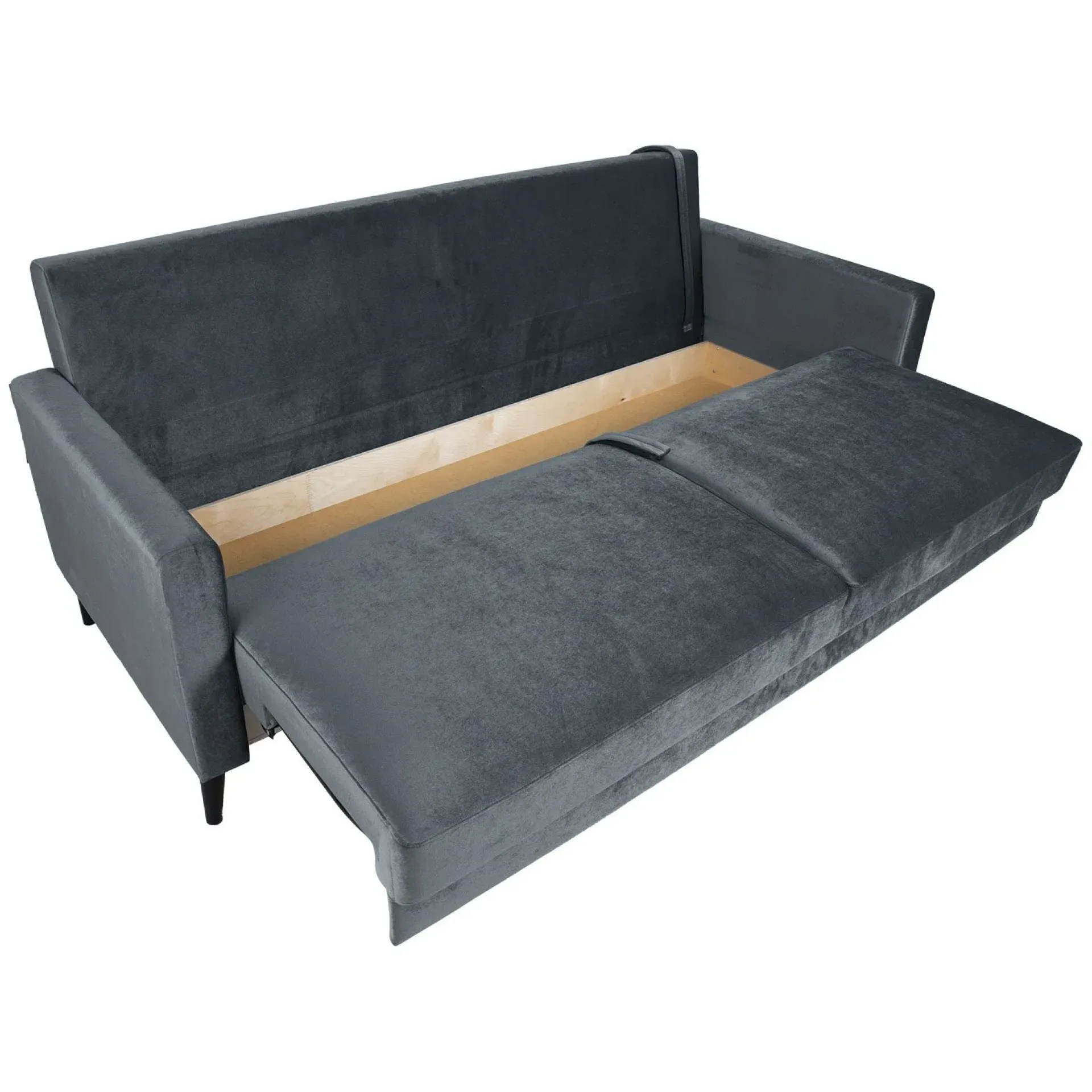 Velour Sofa & Fløyel Sofa-Sovesofa HOME4YOU Anna med oppbevaringsboks fløyel grå