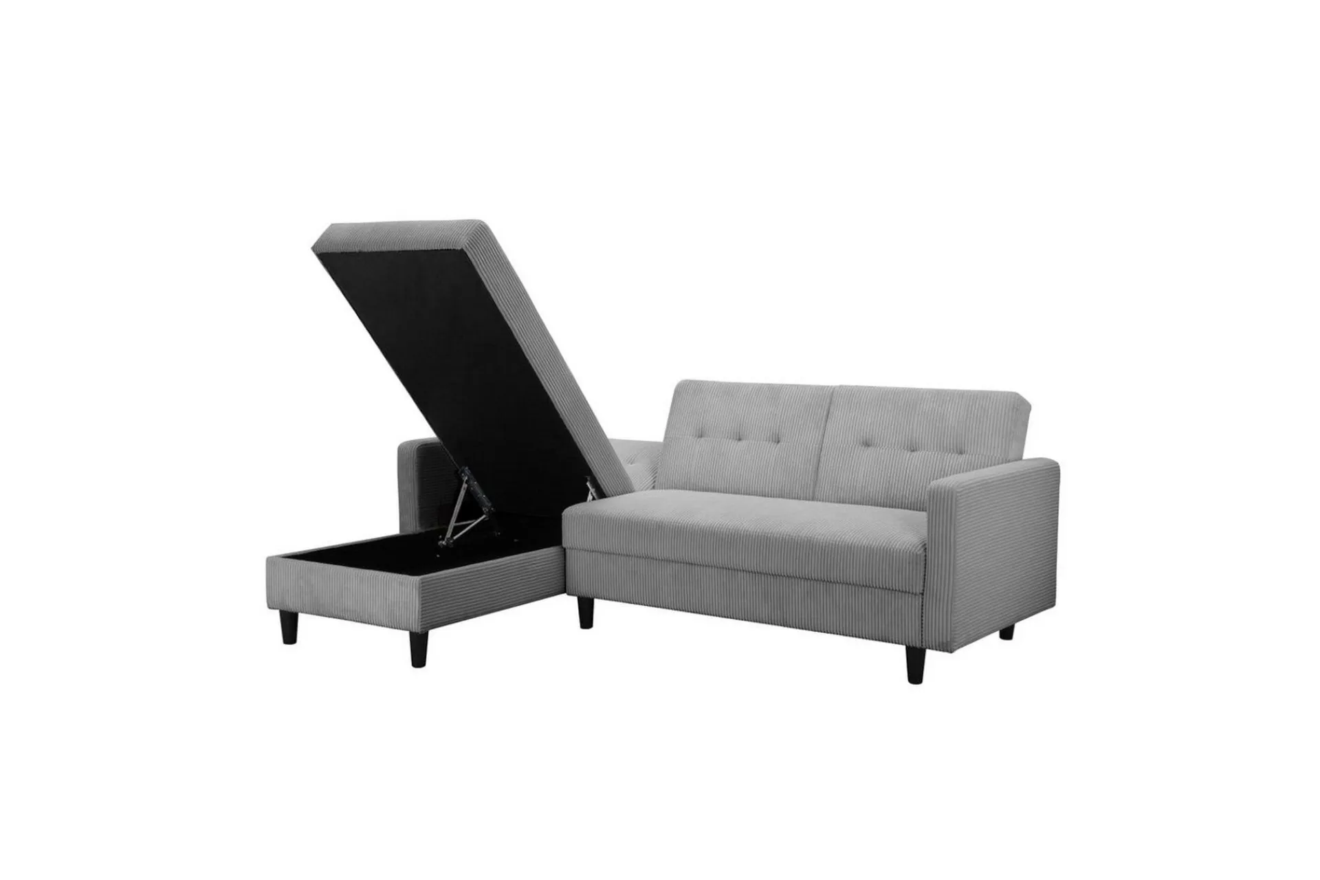 Loft24 Sovesofaer-Sovesofa med enkeldivan uten sjeselong Sovesofa Hartford II 213x153x82 cm, Grå