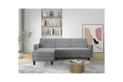 Loft24 Sovesofaer-Sovesofa med enkeldivan uten sjeselong Sovesofa Hartford II 213x153x82 cm, Grå