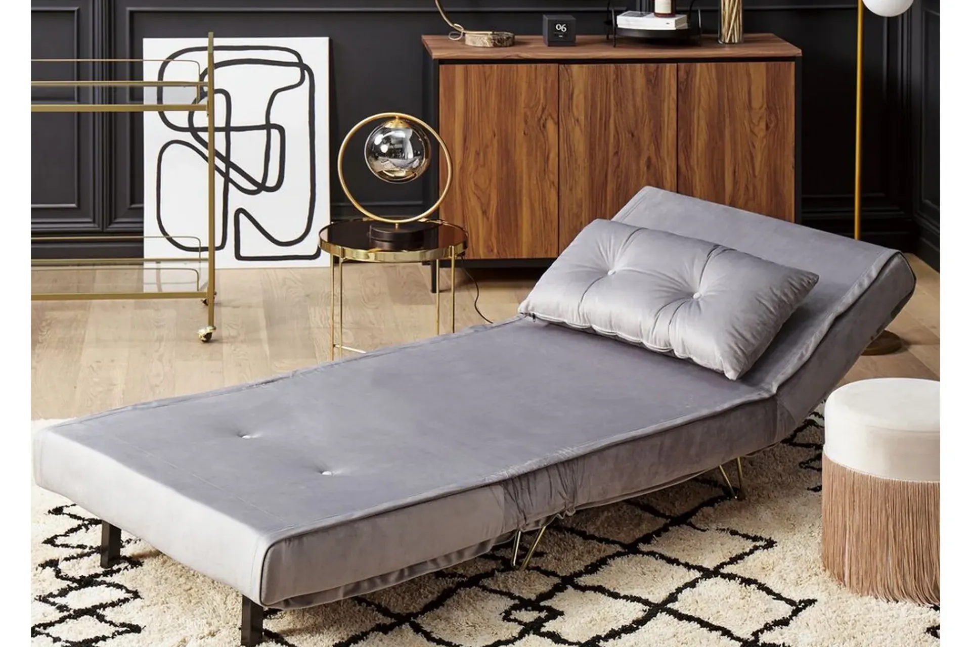 Velour Sofa & Fløyel Sofa-Sovesofa 1-seters Fløyel grå VESTFOLD Grey