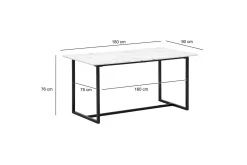 Wohnling Spisebord & Kjøkkenbord-Spisebord Industriell loftstil MDF med metalldetaljer i gull på bena Marmor, Hvit, 180x90 cm Hvit,Svart