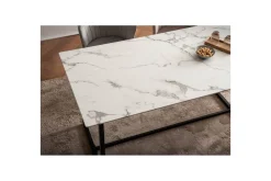 Wohnling Spisebord & Kjøkkenbord-Spisebord Industriell loftstil MDF med metalldetaljer i gull på bena Marmor, Hvit, 180x90 cm Hvit,Svart