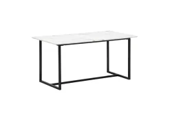 Wohnling Spisebord & Kjøkkenbord-Spisebord Industriell loftstil MDF med metalldetaljer i gull på bena Marmor, Hvit, 180x90 cm Hvit,Svart