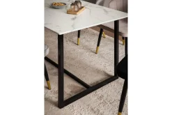 Wohnling Spisebord & Kjøkkenbord-Spisebord Industriell loftstil MDF med metalldetaljer i gull på bena Marmor, Hvit, 180x90 cm Hvit,Svart