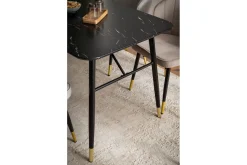 Wohnling Spisegrupper-Spisebord Moderne stil MDF med metallben med gulldetaljer Marmor, Svart, 160x80 cm Svart,Gull