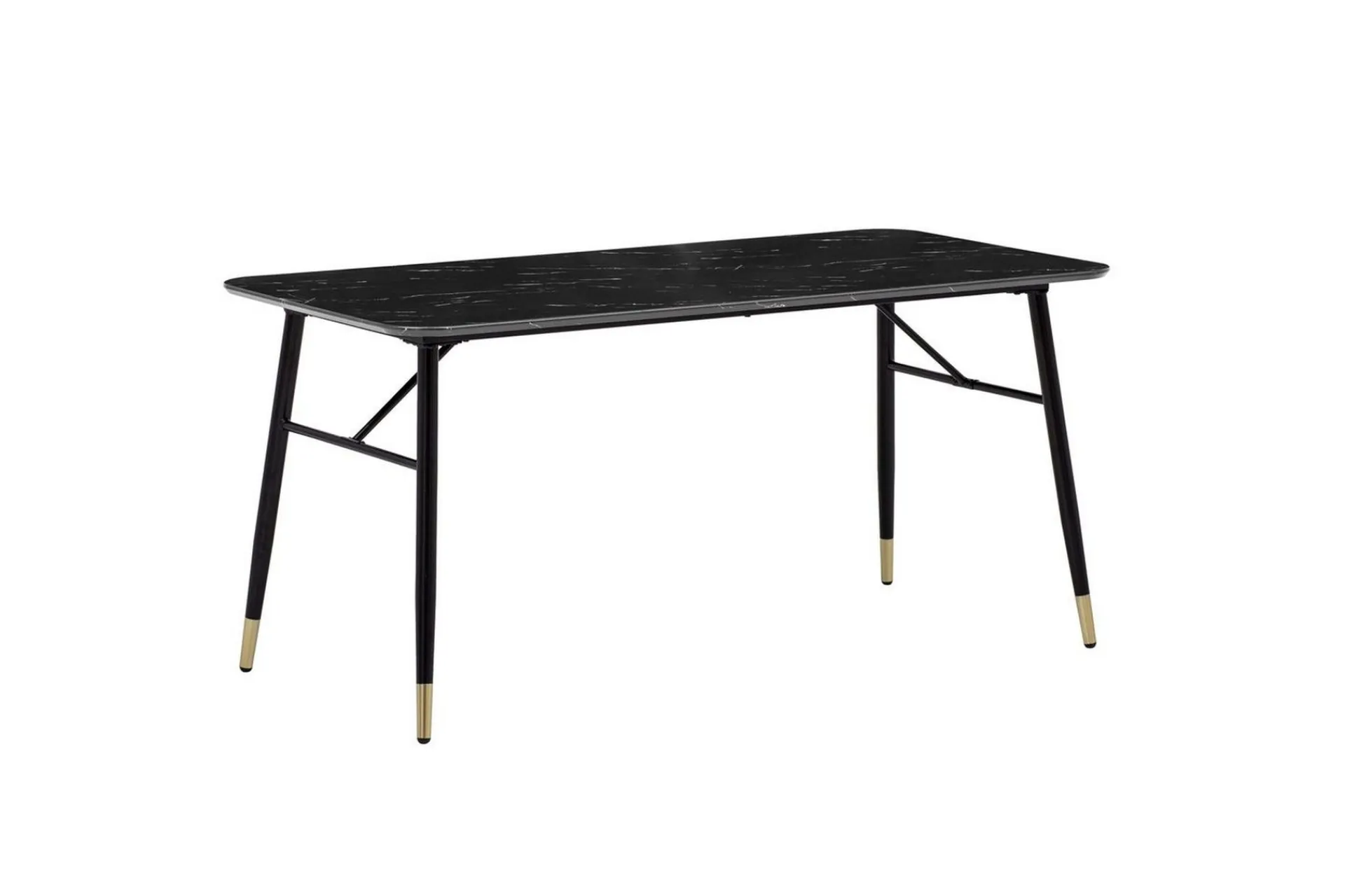 Wohnling Spisegrupper-Spisebord Moderne stil MDF med metallben med gulldetaljer Marmor, Svart, 160x80 cm Svart,Gull