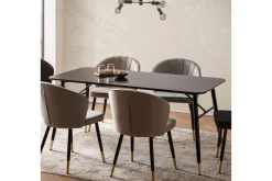 Wohnling Spisegrupper-Spisebord Moderne stil MDF med metallben med gulldetaljer Marmor, Svart, 160x80 cm Svart,Gull