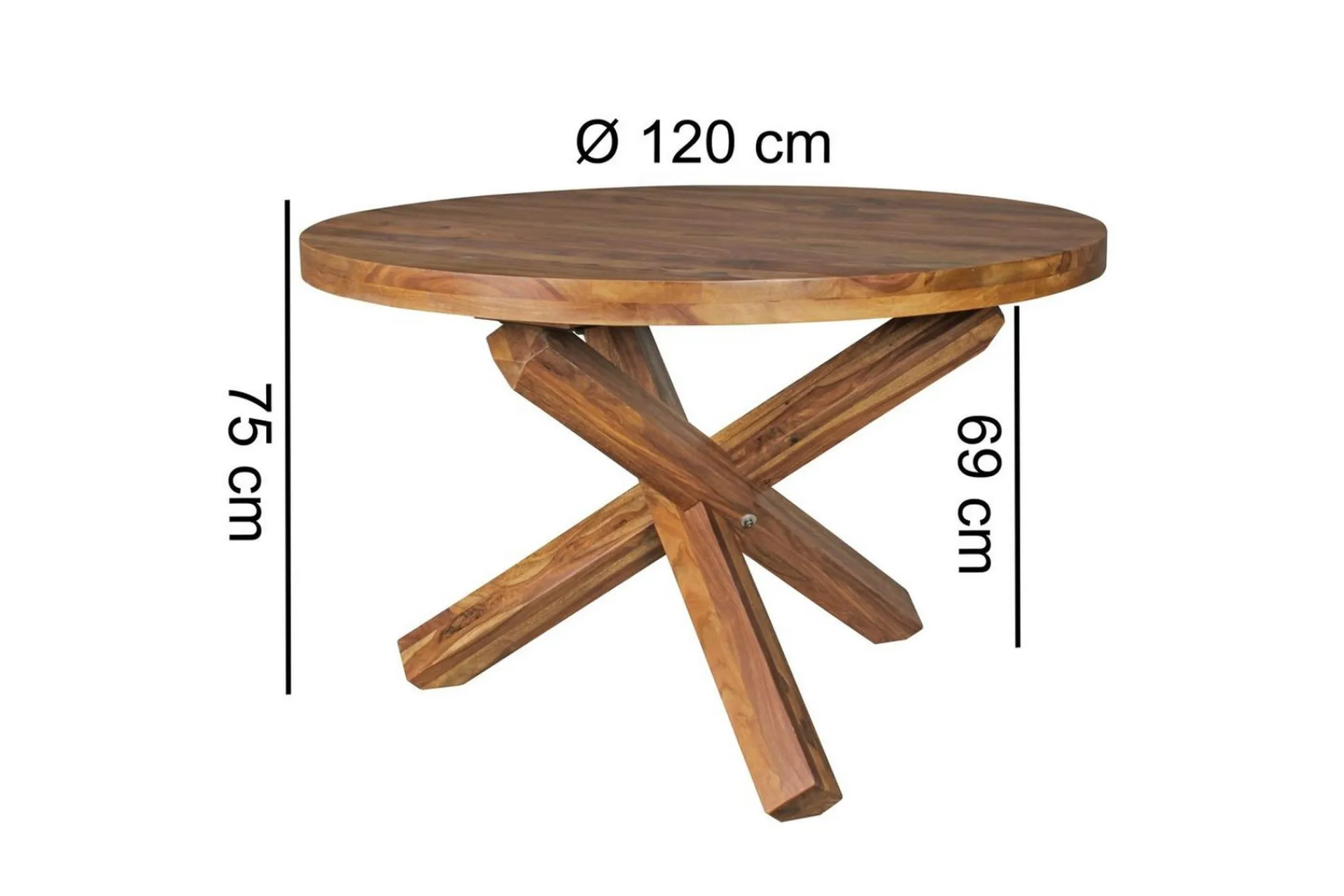Wohnling Spisebord Rund 120 cm heltre landlig stil Rosentre