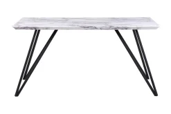 Spisebord & Kjøkkenbord-Spisebord 150 x 80 cm marmoreffekt / svart MOLDEN Hvit