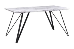 Spisebord & Kjøkkenbord-Spisebord 150 x 80 cm marmoreffekt / svart MOLDEN Hvit