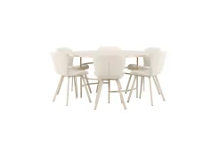Venture Home Spisegruppe Copenhagen Rund 140 cm Hvit/Beige med 6 Lilja-stoler
